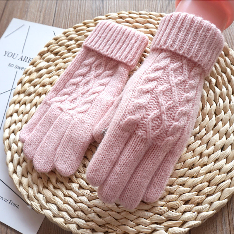 克拉斯卡 秋冬季女士针织毛线保暖手套拧花羊毛触屏全指开车手套,淘宝优惠券,粉丝福利购,淘宝优惠卷