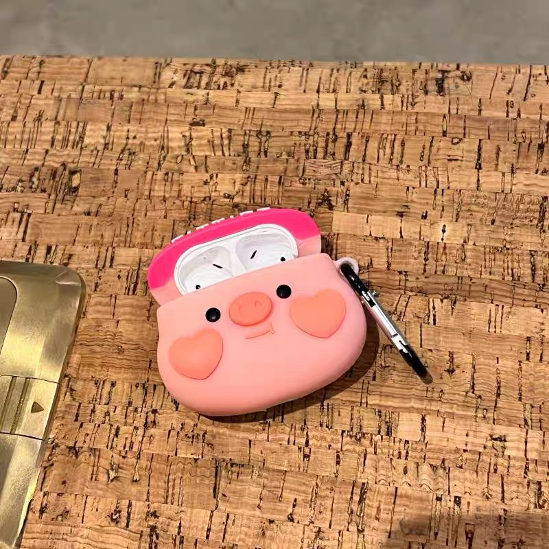 创意卡通爱心腮红小猪适用airpodspro保护套1/2代粉色猪苹果蓝牙耳机壳AirPods3无线硅胶盒5代软壳pro2可爱女 - 图1