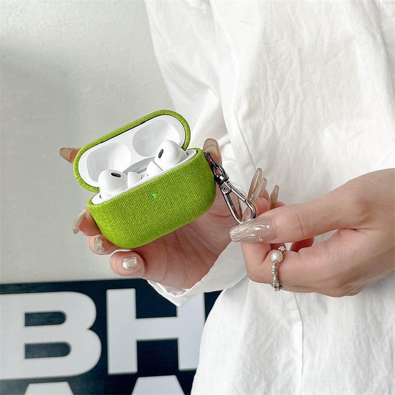 牛仔布AirPodsPro3保护套适用新款苹果AirPods4蓝牙耳机壳1/2代纯色高级感五代防摔硬壳二代小众简约女3代Pro - 图2