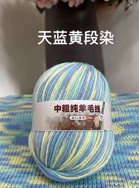 进口澳洲羊毛线丝光段染中粗4股手工编织毛衣围巾帽子外套抗起球