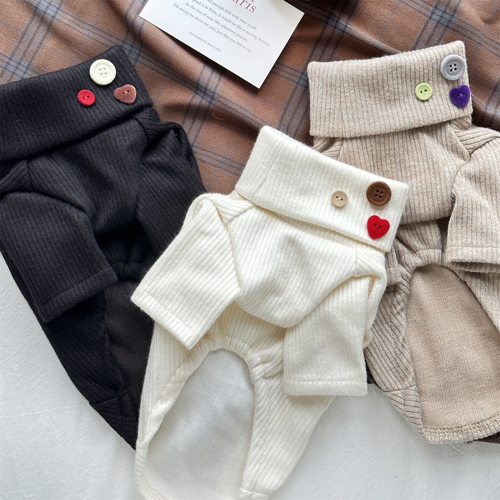 纽扣多巴胺～宠物猫针织衫高领比熊泰迪西施马尔济斯毛衣秋冬保暖 - 图0