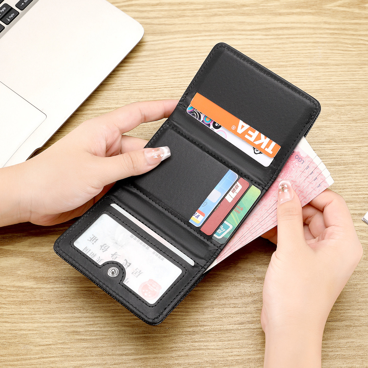 简约男士多功能钱包小巧便携大容量钱包卡包一体防消磁卡套驾驶证,淘宝优惠券,粉丝福利购,淘宝优惠卷