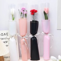 3 8 Goddess Festival single rose bouquet with bouquet of flowers bouquet transparent carnation flower bag single-branch packing bag