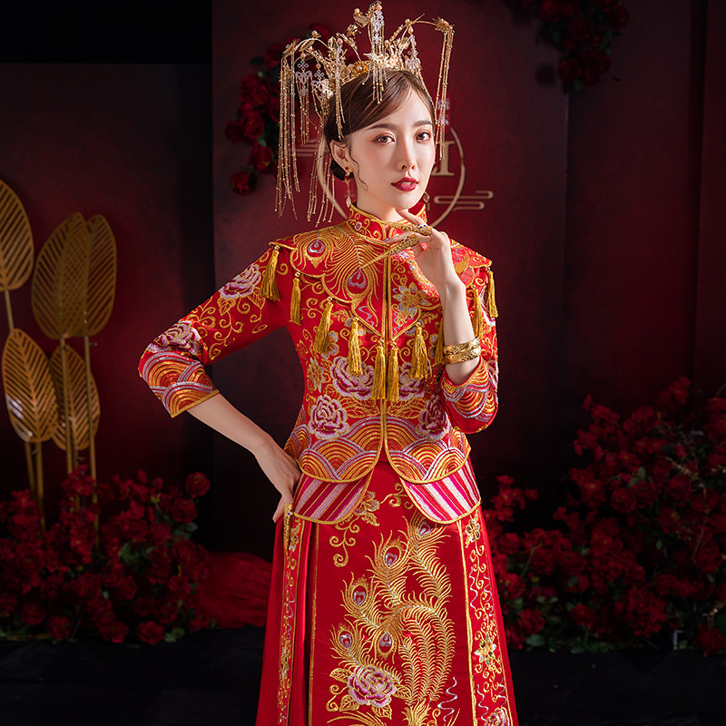 秀禾服女新娘2021新款结婚中式婚纱 衣至人归旗袍