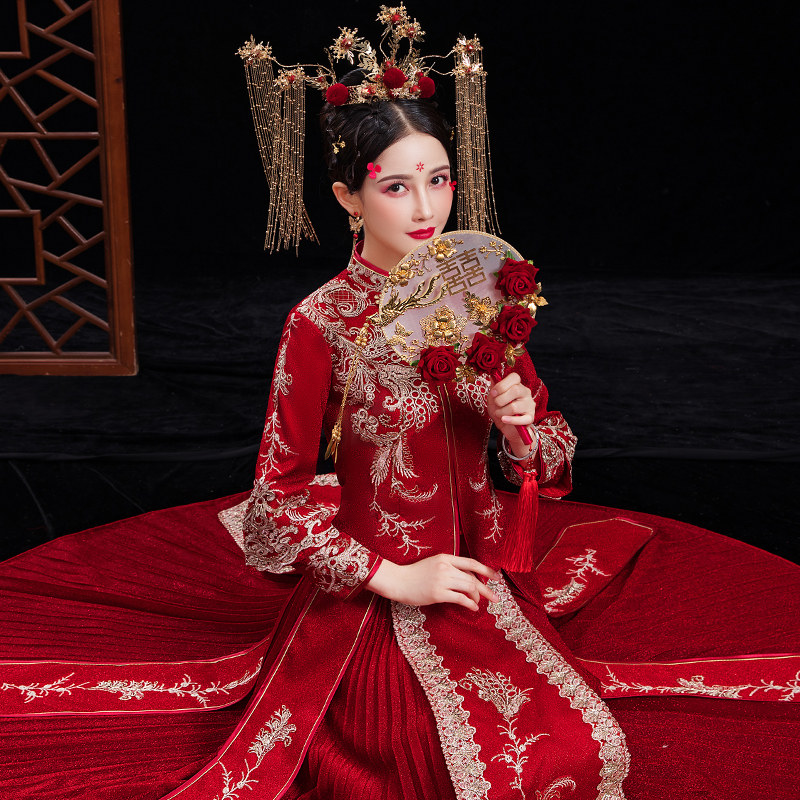 秀禾服女新娘2020新款小个子敬酒服 衣至人归旗袍