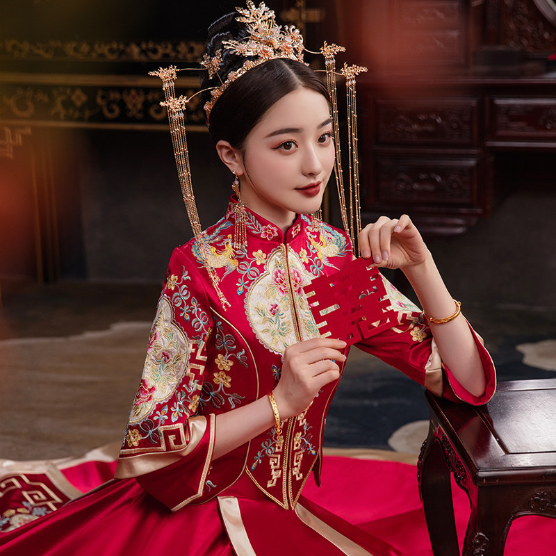 秀禾服2020新款结婚女新娘中式婚纱 衣至人归旗袍