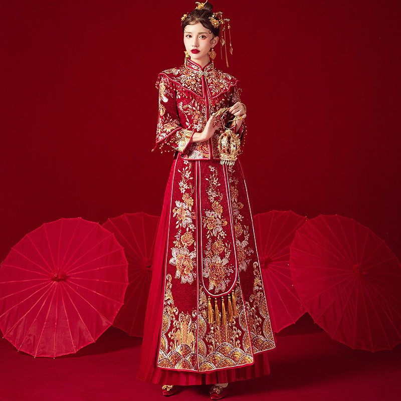 秀禾服新娘2020新款中国风秀禾婚纱 衣至人归旗袍