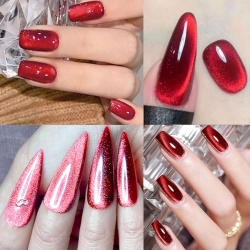 NAILGIL Cat Eye Gel Nail Polish with Magnet Red Cat Eyes Ge-图1