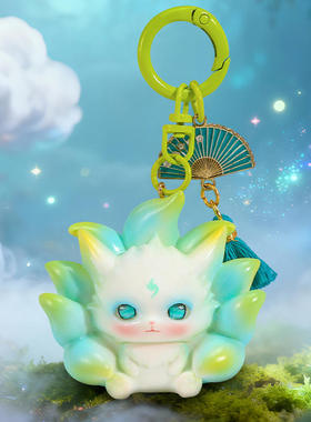 山海九尾祥瑞公仔扣挂件包包情侣钥匙链圈挂装饰摆件G063-165驰猫