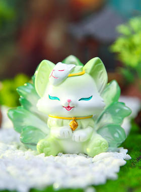 新款国潮古风山海九尾狐盲盒上古传说狐狸送女生桌面装饰树脂摆件