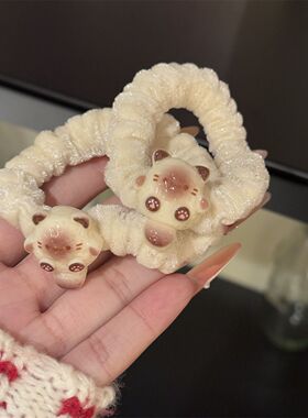 可爱少女暹罗猫发圈软萌毛绒绒百搭发绳猫咪卡通百搭秋冬网红发饰