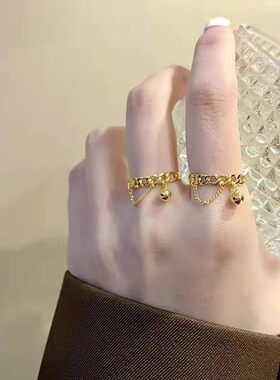 ins风时尚链条黄金指环色戒指