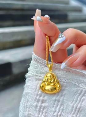 金店同款佛吊坠弥勒佛单坠黄金色