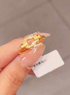 镶钻轻奢高级感麻花戒指情侣对戒