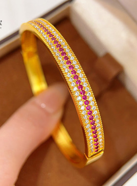 金店同款沙金点钻闪动蔷薇手镯