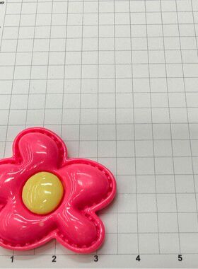亮面树脂花朵仿皮DIY不规则配件批发新款发卡配饰现代简约风可爱