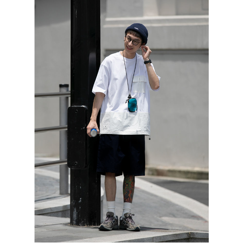 潮牌日系CityBoy复古工装短裤男女街头风休闲中裤宽松直筒五分裤 - 图1