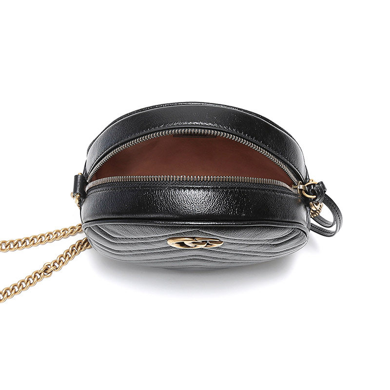 gucci女士皮革圆形单肩斜挎包 珍品网女士包袋