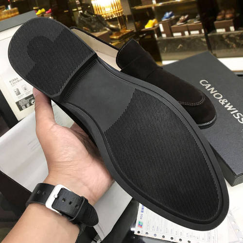 CW2026春季新款乐福鞋男真皮鞋商务英伦休闲翻毛一脚蹬厚底反绒皮 - 图3