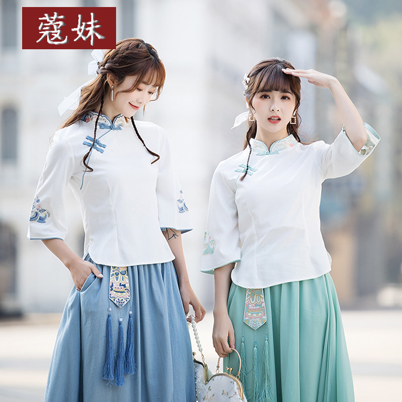 夏装中国风绣花茶服唐装民国汉服 蔻妹民族服装/舞台装