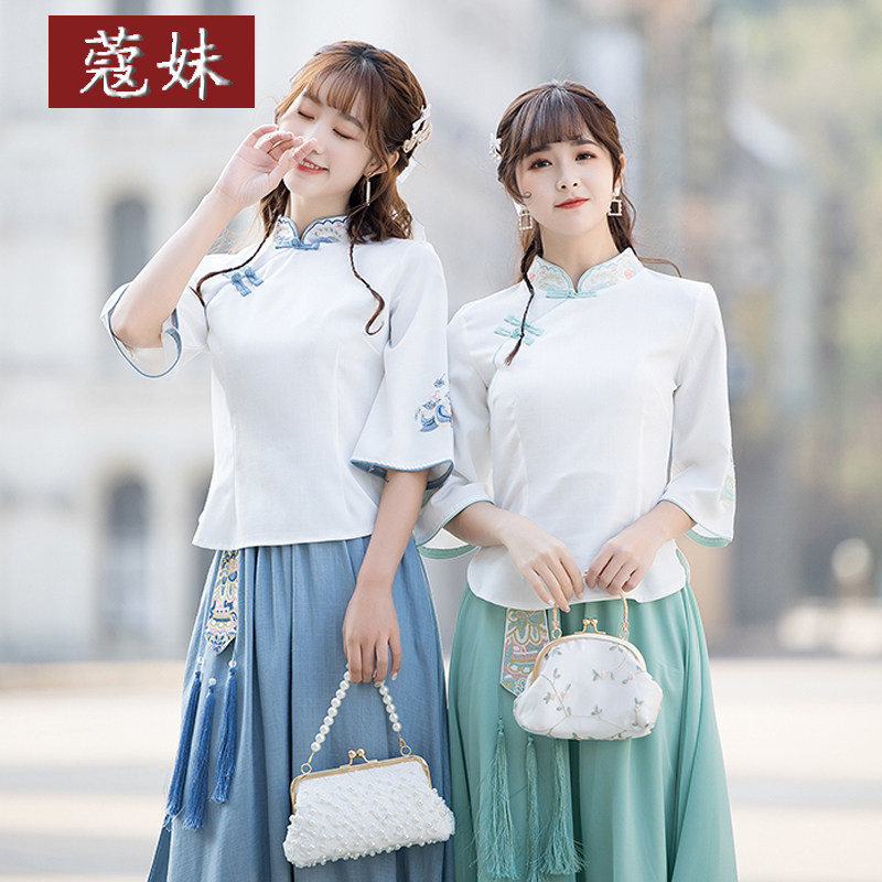 夏装中国风绣花茶服唐装民国汉服 蔻妹民族服装/舞台装