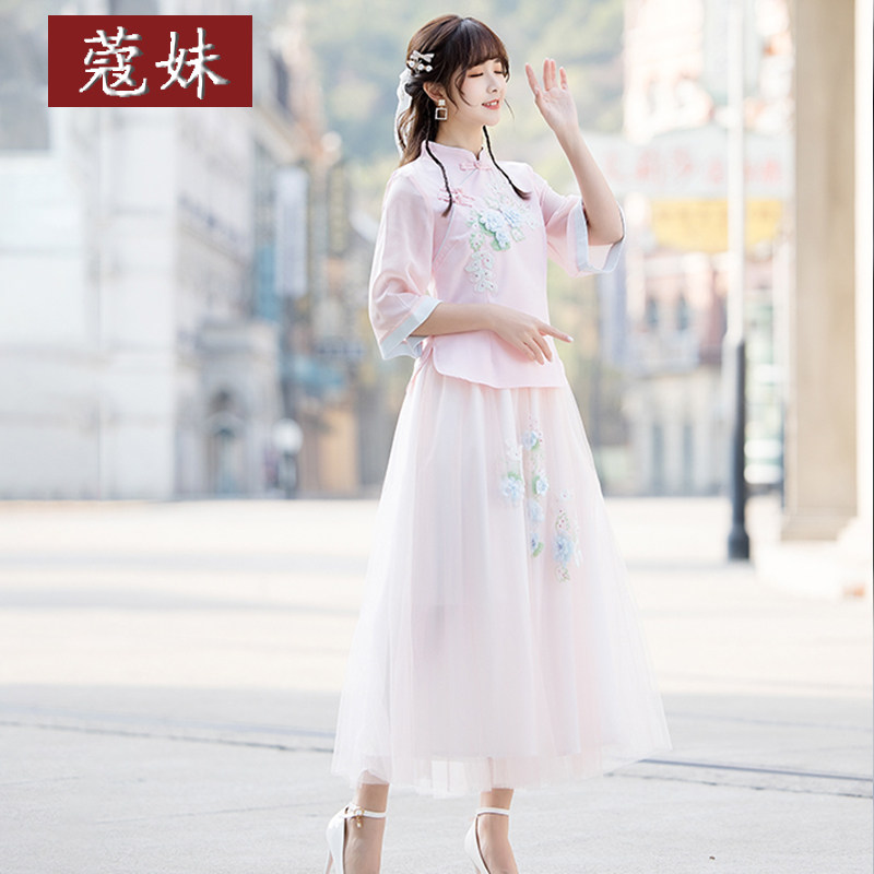 中国风大码绣花茶服夏唐装民国汉服 蔻妹民族服装/舞台装