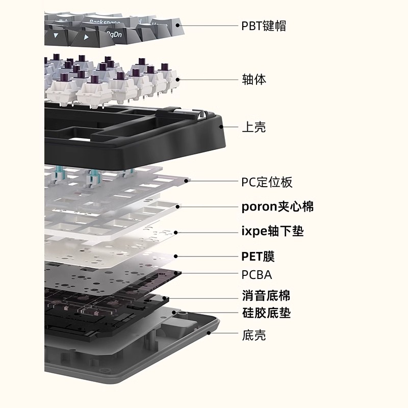 新品 珂芝K75Lite版机械键盘三模无线蓝牙电竞游戏笔记本平板键盘 - 图1