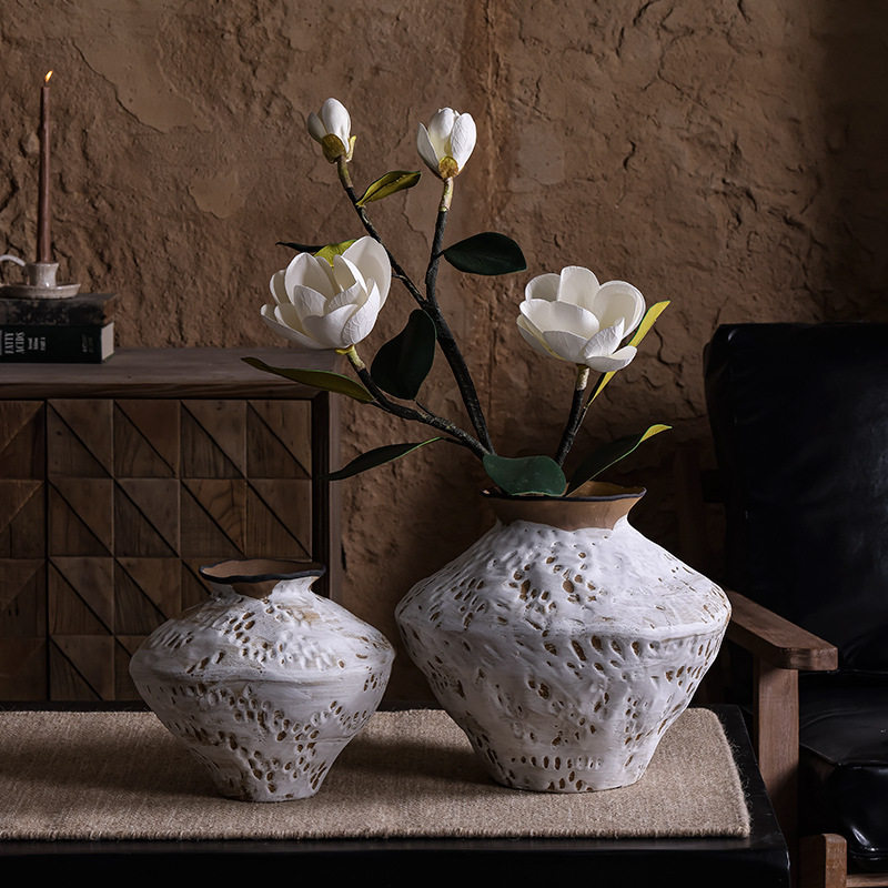 景德镇陶瓷侘寂风花瓶摆件复古怀旧粗陶陶罐手工民宿干花插花摆件,淘宝优惠券,粉丝福利购,淘宝优惠卷