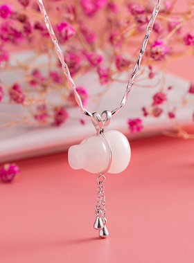 葫芦999纯银送女友闺蜜玉石吊坠