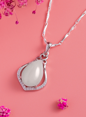 天然翡翠银镶玉吊坠999纯银母亲