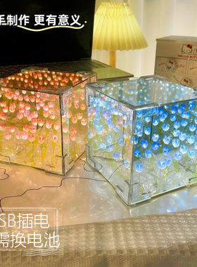DIY郁金香花海魔方小夜灯