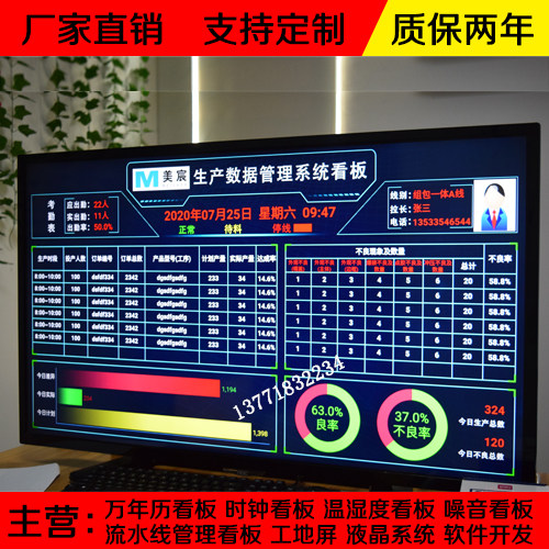 定制液晶生产管理系统电子看板PLC通讯显示屏读取SQL数据对接直销 - 图0