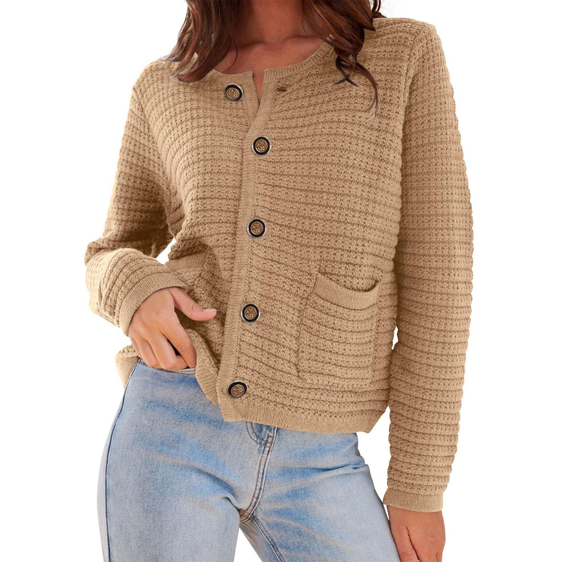 跨境欧美高级时尚秋冬新款小香风针织开衫气质毛衣百搭短款外套女 - 图3