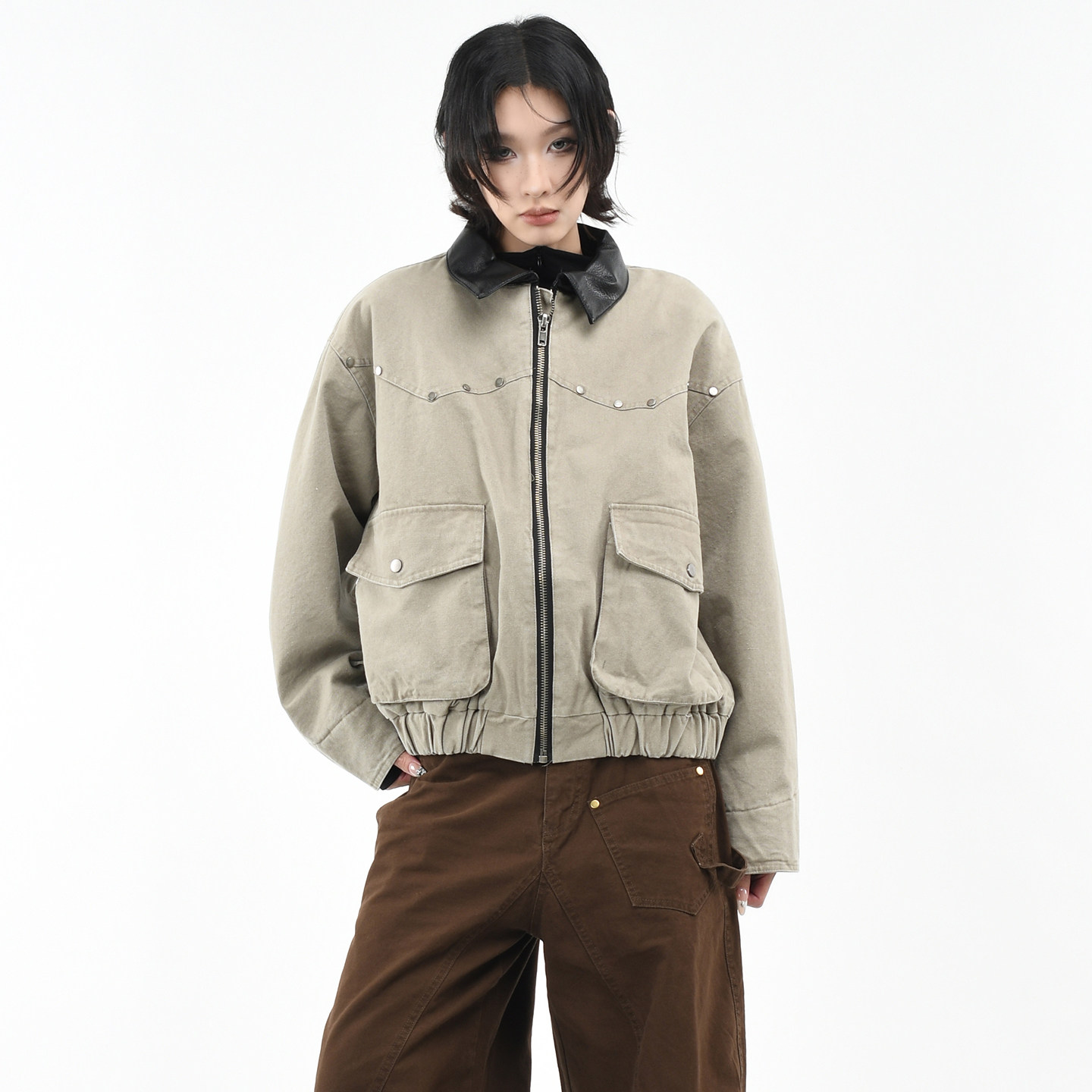 OV原创美式复古水洗铆钉设计工装棉服男女冬季宽松痞帅棉衣外套潮,淘宝优惠券,粉丝福利购,淘宝优惠卷