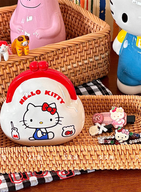 【又又海】日单口金钱包Kitty陶瓷存钱罐 可爱卡通家居桌面摆件