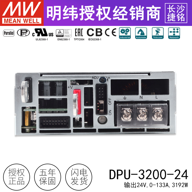 台湾明纬DPU-3200-24开关电源 24V133A 高效PFC并联可调电压 - 图1