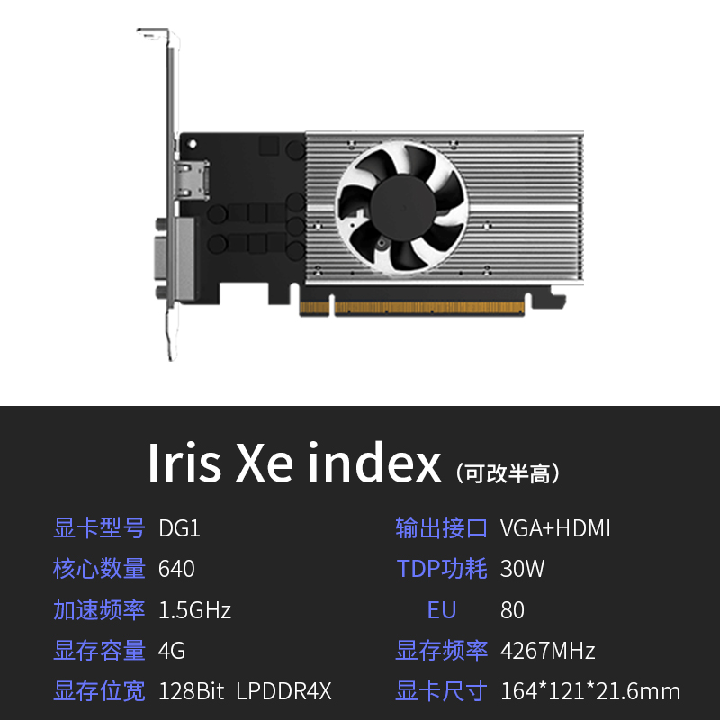 Gunnir蓝戟index英特尔全新Xe DG1 4G台式电脑电竞游戏独立显卡 - 图1