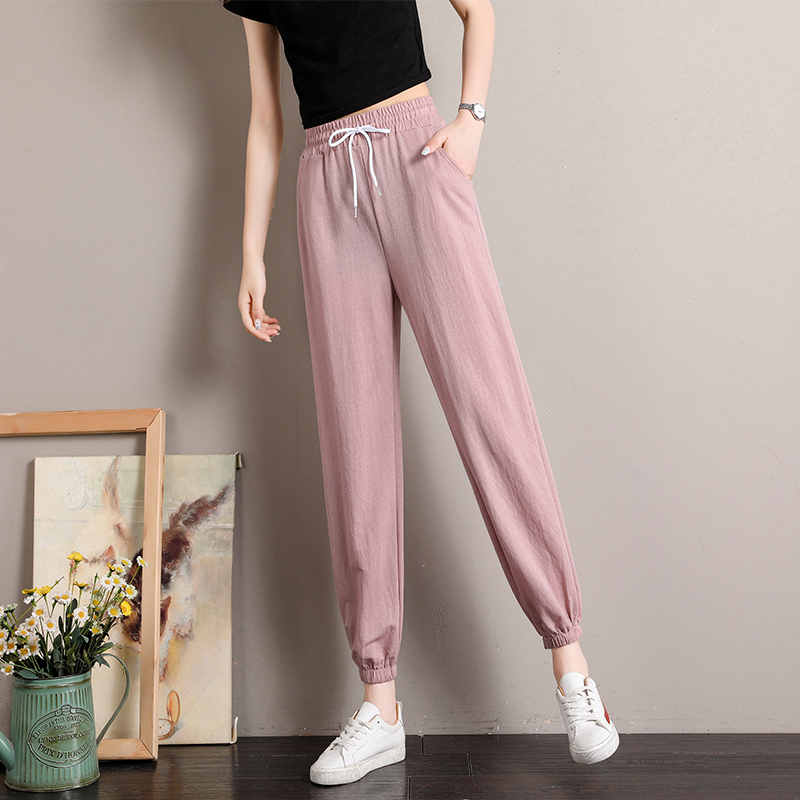 冰丝宽松束脚薄款阔腿灯笼裤运动裤 另尚休闲裤