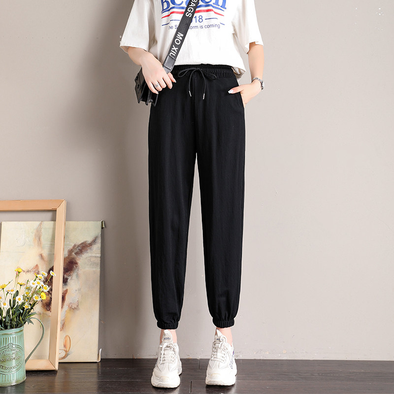 冰丝宽松束脚薄款阔腿灯笼裤运动裤 另尚休闲裤