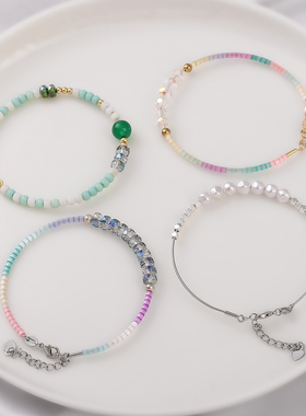 保色14K包金可穿珠铜线细丝手镯