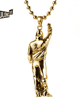 黄玉龙镀金男嘻哈风卫衣人项链