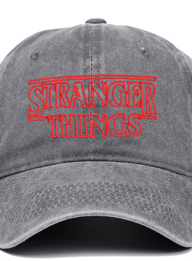 跨境专供怪奇物语 STRANGER THINGS字母刺绣 多色水洗做旧棒球帽