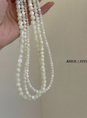 KISOL法式温柔白水晶串珠锁骨链~