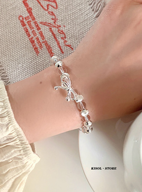 KISOL韩系甜美蝴蝶结水晶手链女~