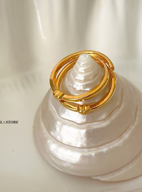 KISOL气质轻奢黄金色沙金戒指潮~