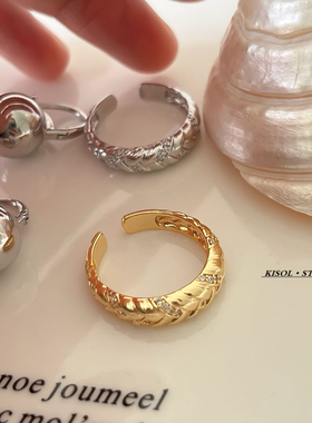 KISOL新中式黄金色麦穗锆石戒指~