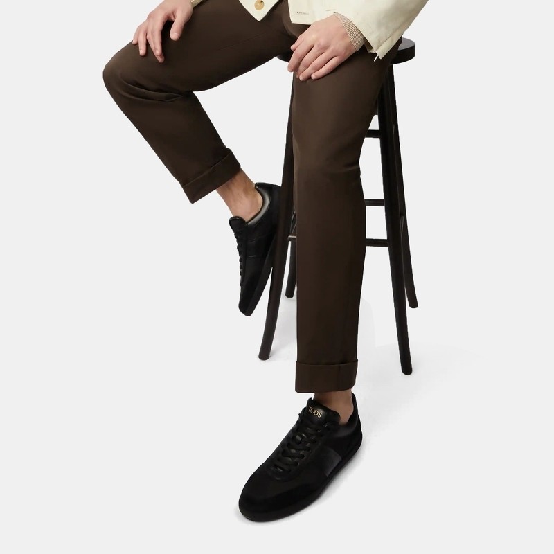 【秋冬特惠】TOD'S官方正品男士TABS字母印花皮革拼接运动休闲鞋 - 图0