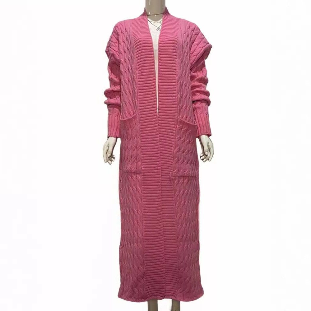 亚马逊跨境春秋冬新品欧美大码女装长袖宽松长款开衫针织毛衣外套,淘宝优惠券,粉丝福利购,淘宝优惠卷