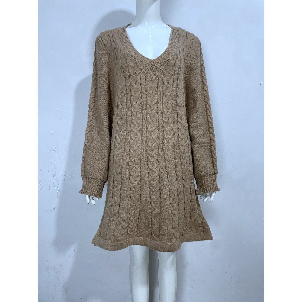 外贸秋冬新款欧美女装中长款纯色毛衣针织衫套头领针织连衣裙 女,淘宝优惠券,粉丝福利购,淘宝优惠卷