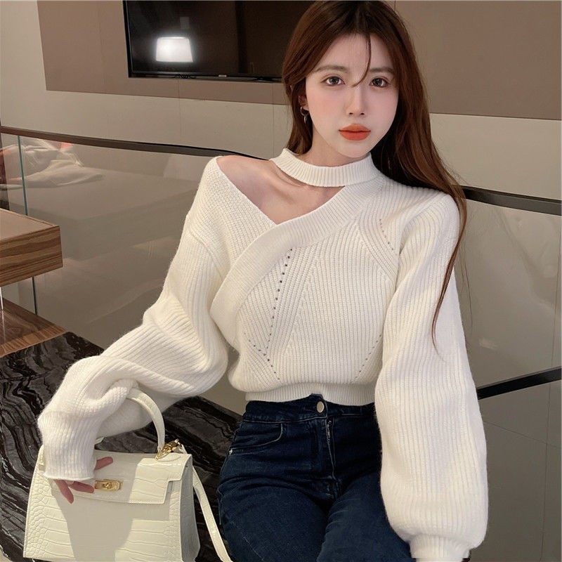 灯笼袖毛衣女冬季新款减龄小众洋气针织衫时尚挂脖打底衫上衣,淘宝优惠券,粉丝福利购,淘宝优惠卷